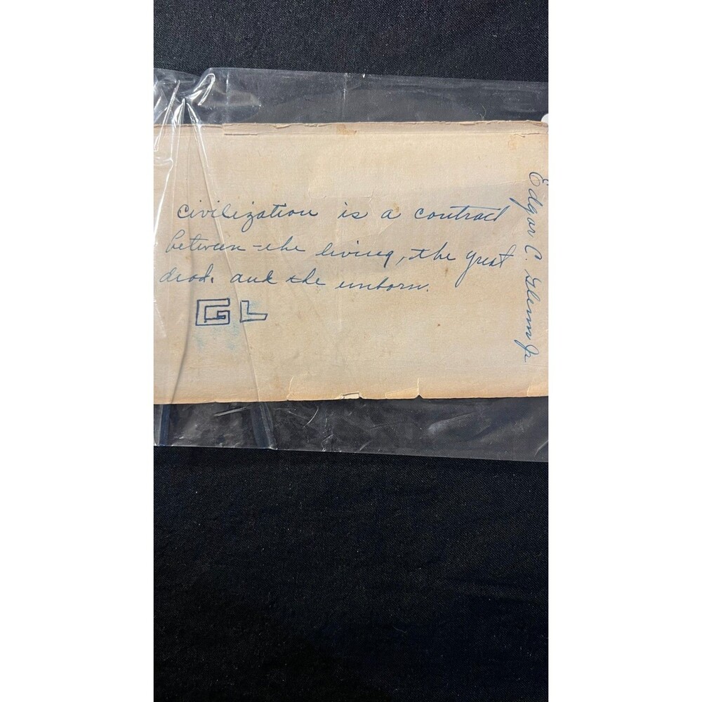 Edgar C. Glenn Jr Signed Quote - Civilization is a Contract, torn out of a book